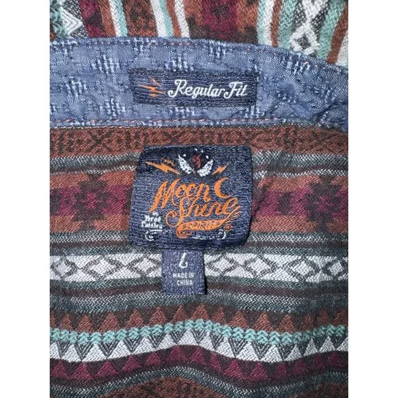 Moonshine, Brad‎ Aztec, western shirt, pearl snaps men’s large, regular fit - Picture 4 of 6